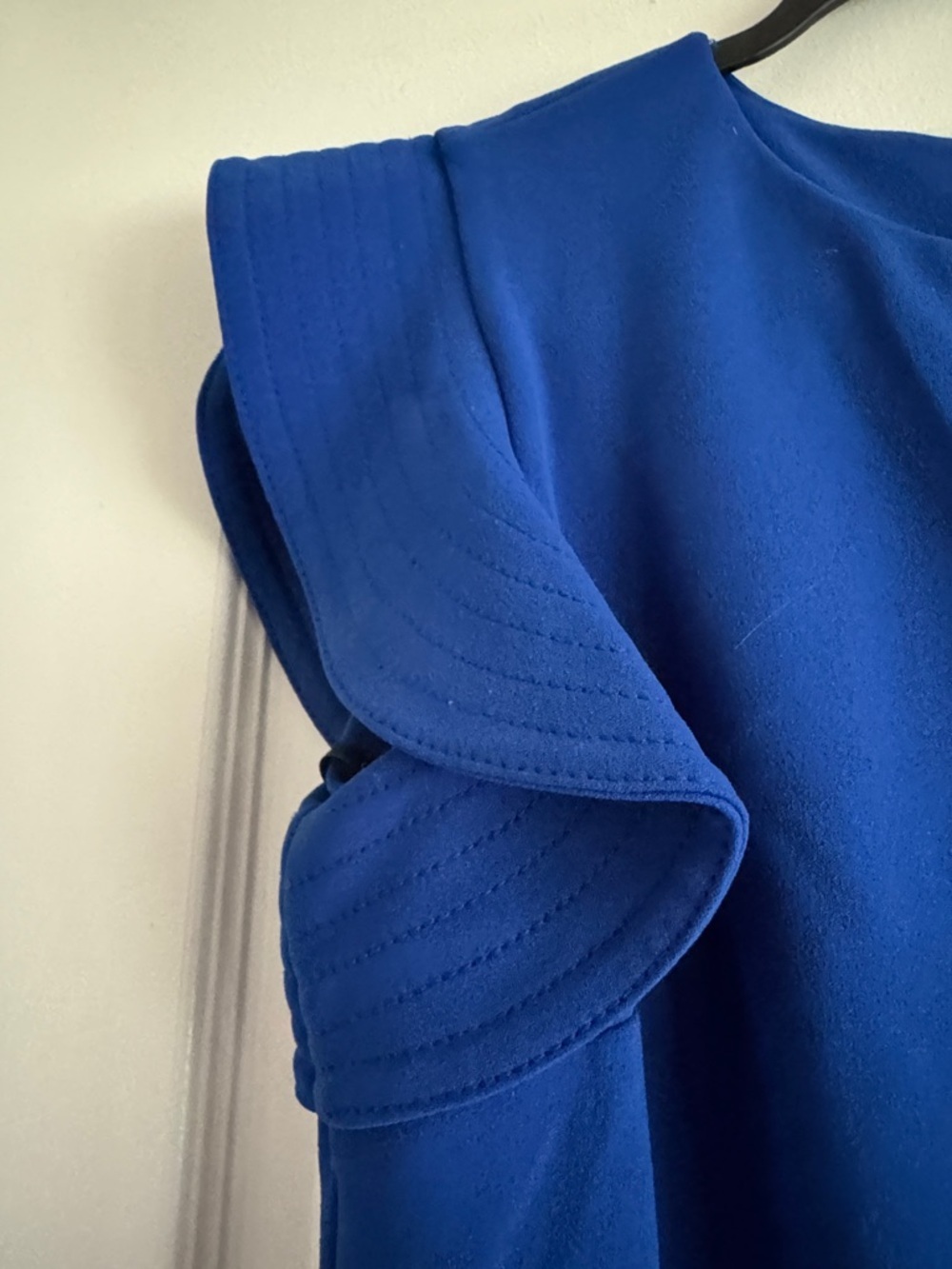Calvin Klein Blue Sheath Dress 8 Ruffle Sleeve Career Cocktail - Picture 5 of 7